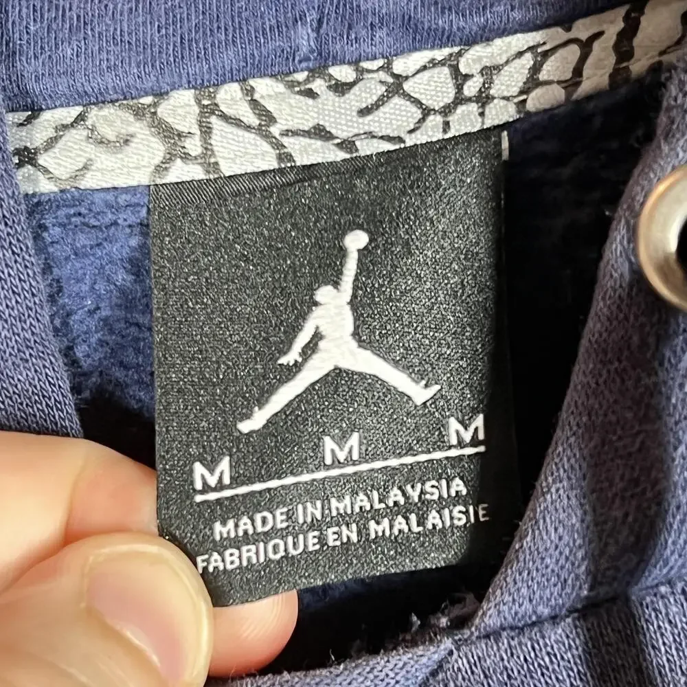 Jordan Hoodie Mens M Blue Pullover Fleece Hooded Pockets Graphic Logo Basketball